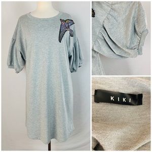 Kiki Size L Gray Dress Embroidered Sequin Sparrow